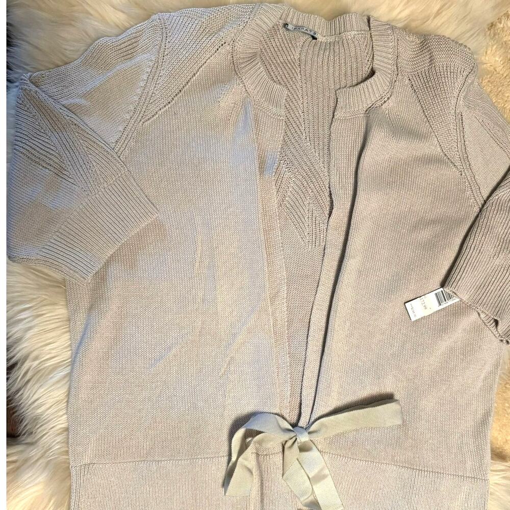 Elie Tahari Sweater Cardigan Cotton Silk Knit XL Cottagecore Coastal NEW NWT‎